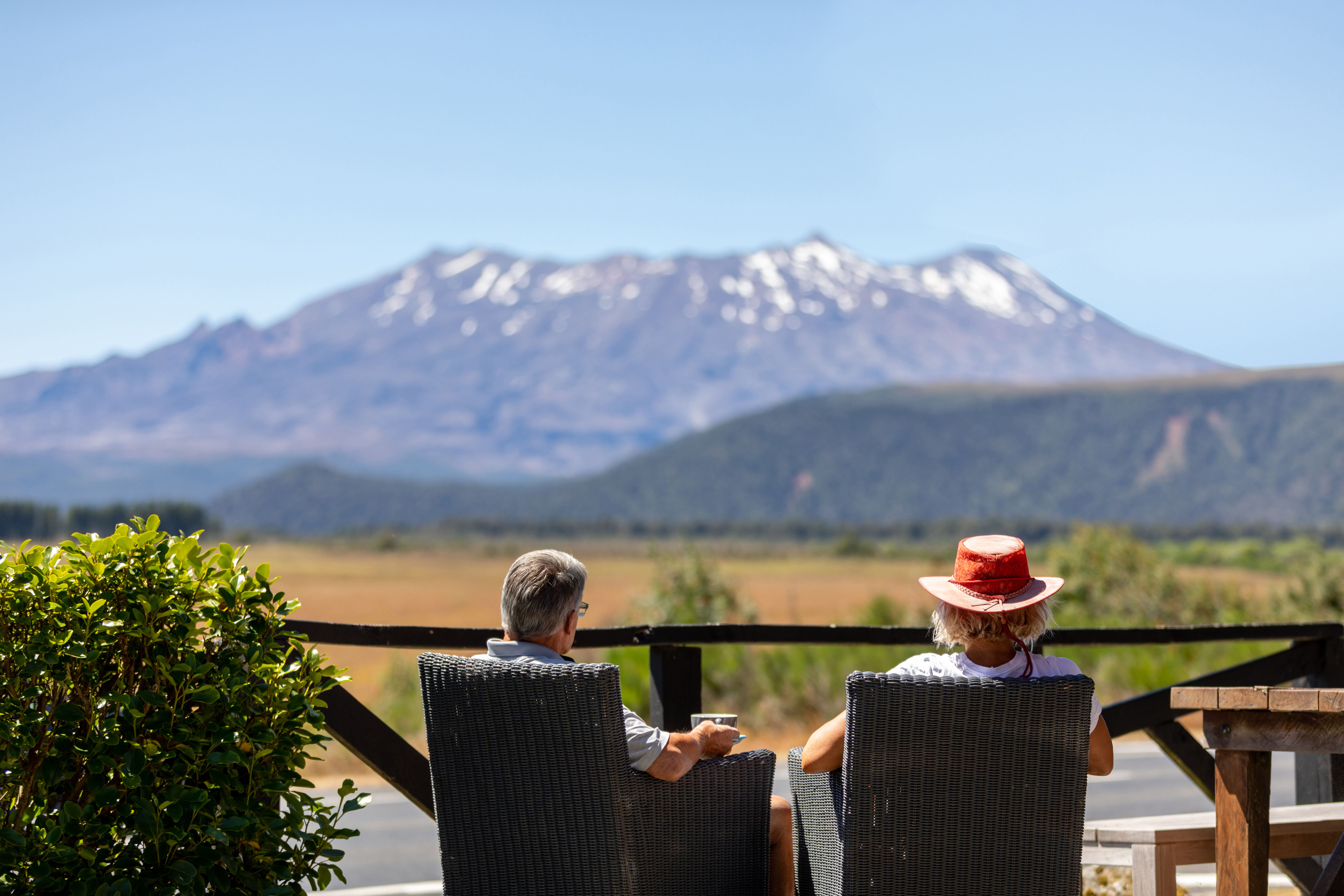 Couple staring at Mt Ruapehu during summer - Visit Ruapehu