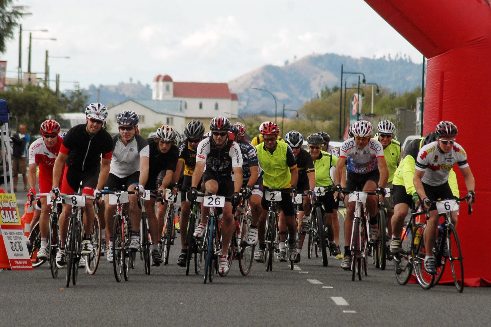 Cyclists at the start of the raetihi gutbuster - visit ruapehu.jpg