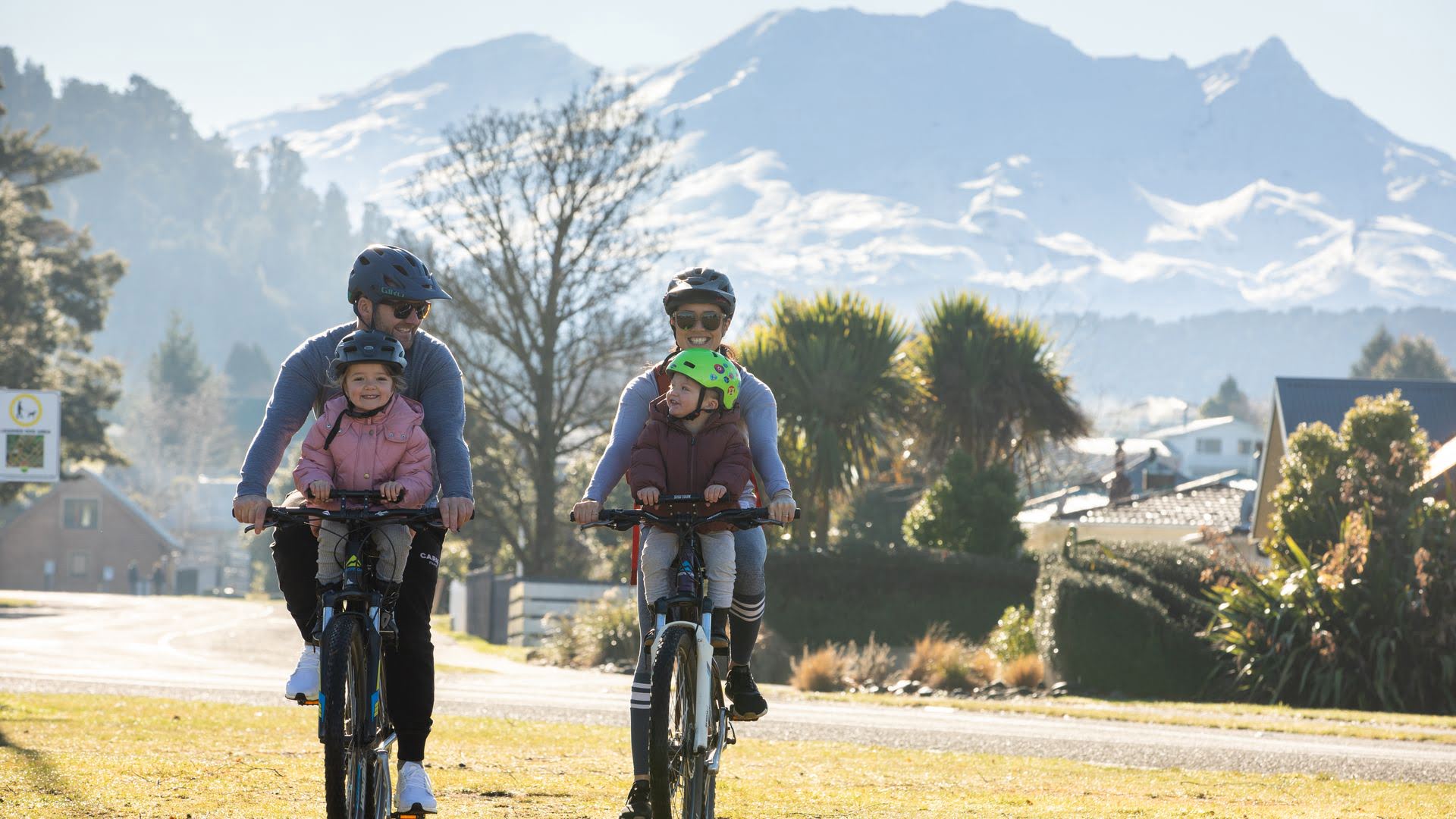 Family on a bike ride with Mt Ruapehu in background - Visit Ruapehu.jpg